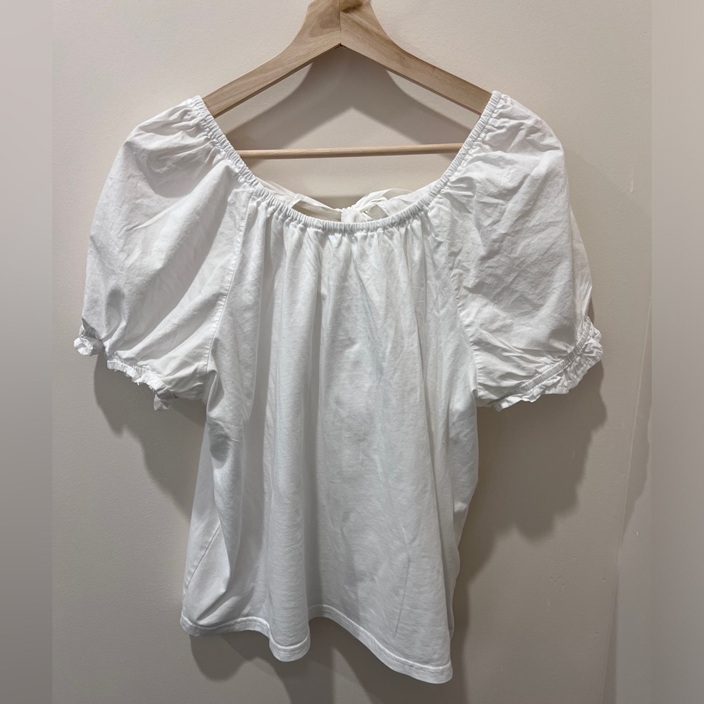J. Crew tie back white blouse